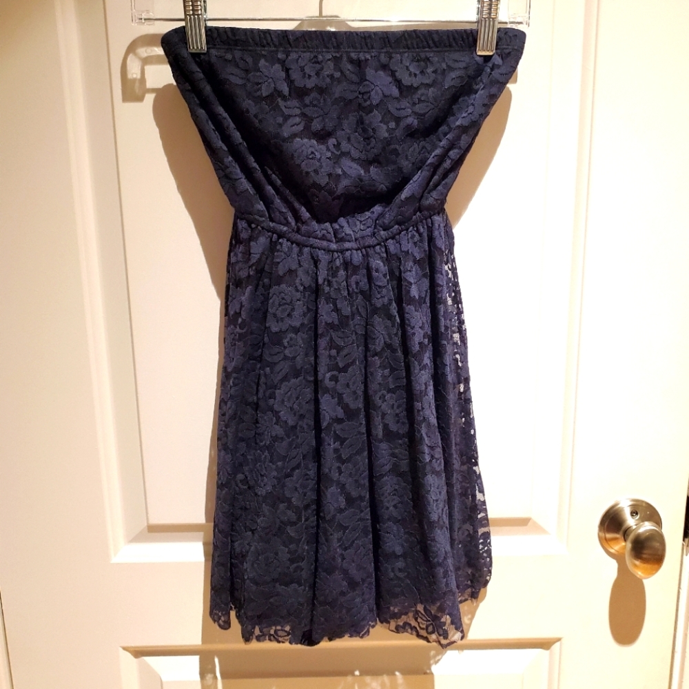 Hollister navy blue strapless dress